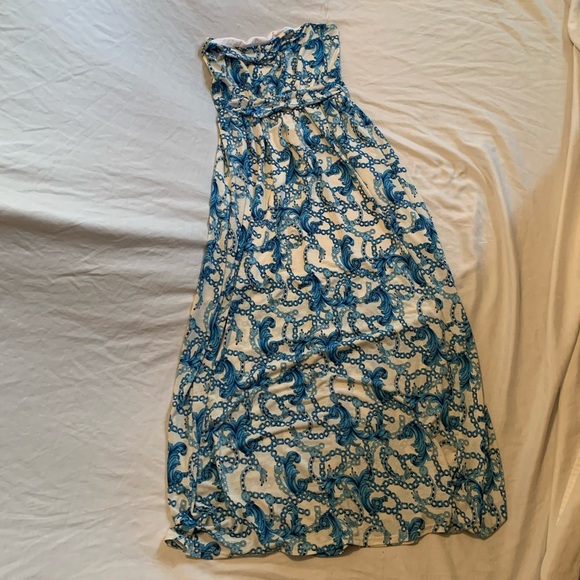 Women’s Strapless Maxi Dress Blue and White ❤️ - Picture 1 of 4